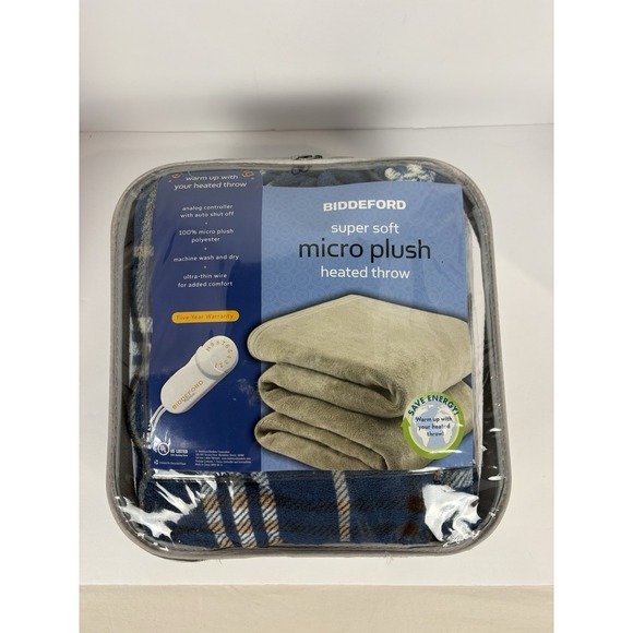 Bidderford Other - NIB Biddeford Electric Heated Micro Plush Throw Blanket Auto Shutoff 48x56
